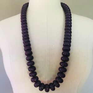 Large Black Bead Long Necklace